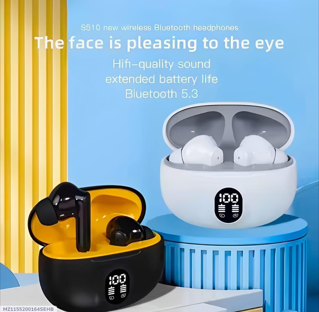 TWS T-04 Wireless Bluetooth Earbuds with Digital Display – Black & White