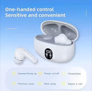 TWS T-04 Wireless Bluetooth Earbuds with Digital Display – Black & White